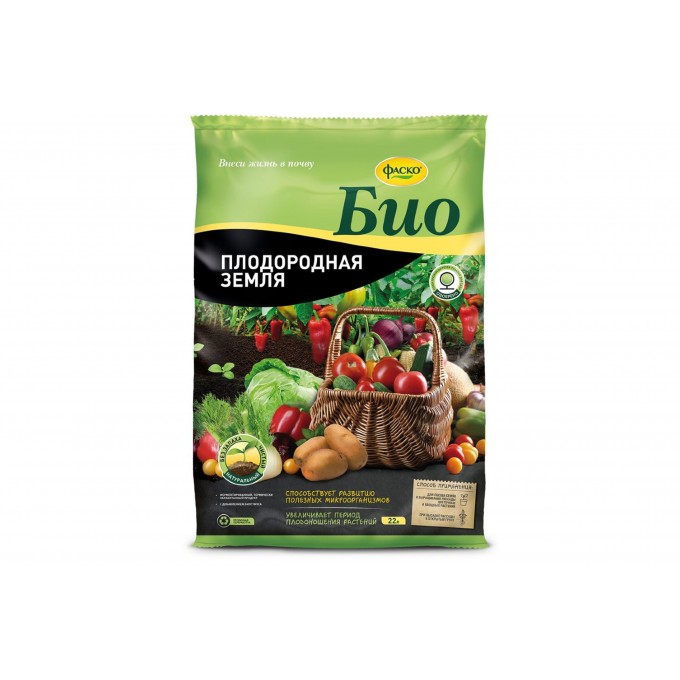 Грунт универсальный ФАСКО Плодородная земля био Тп0201фас13-ko 22л TP0201FAC13-KO